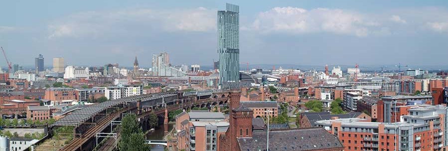The skyline of Manchester city centre
