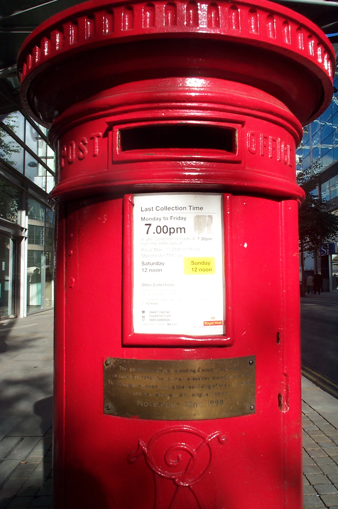 Surviving postbox from the Manchester 1996 IRA Bomb