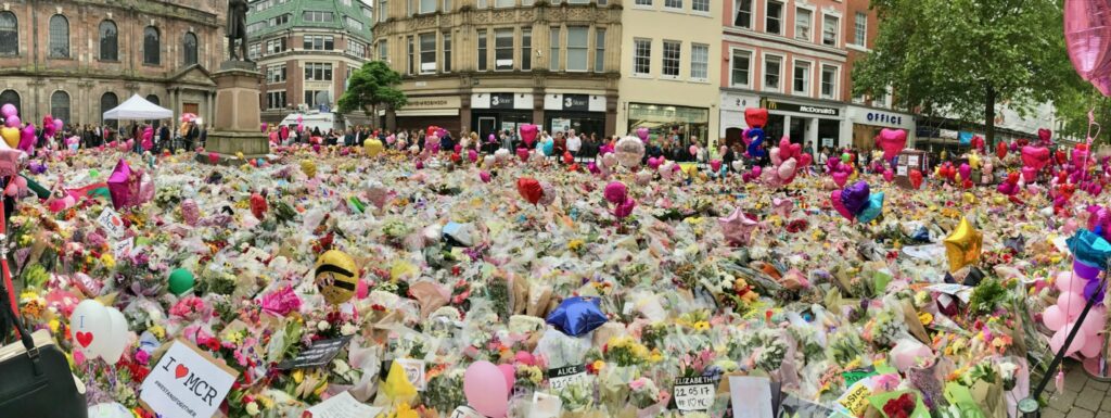 Tributes to Manchester Arena bombing victims in St Annes Square