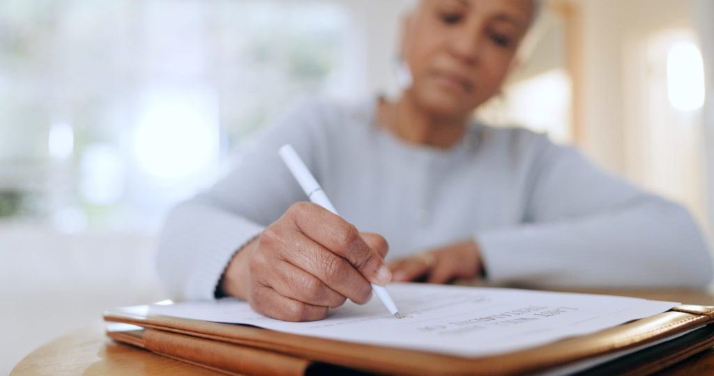 an older women writing a will