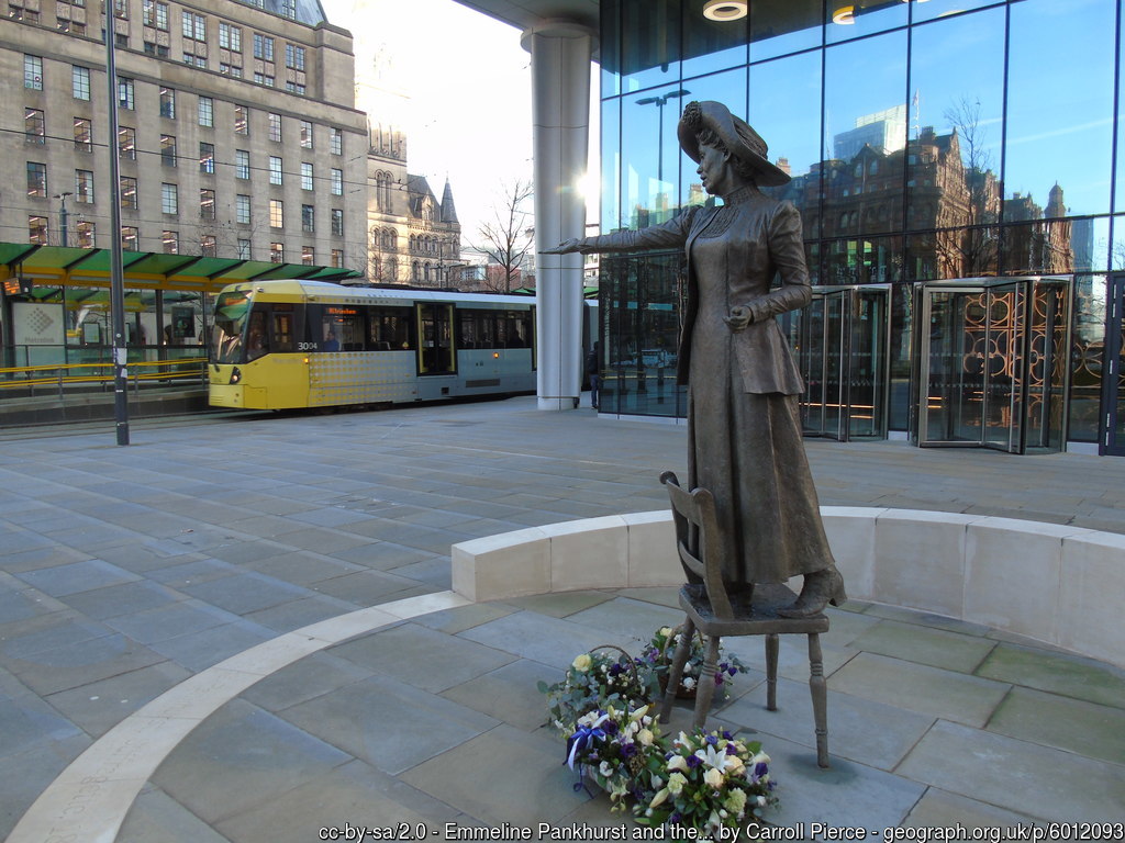 Emmeline Pankhurst Rise Up Women statue in St Peter's Square, Manchester