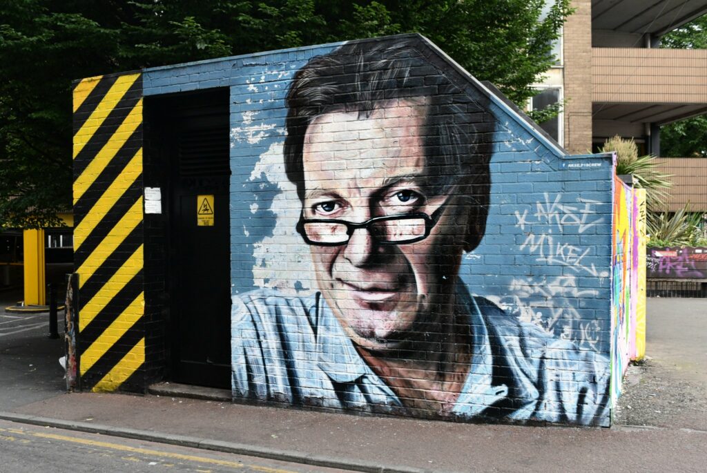 Tony Wilson artwork in Manchester