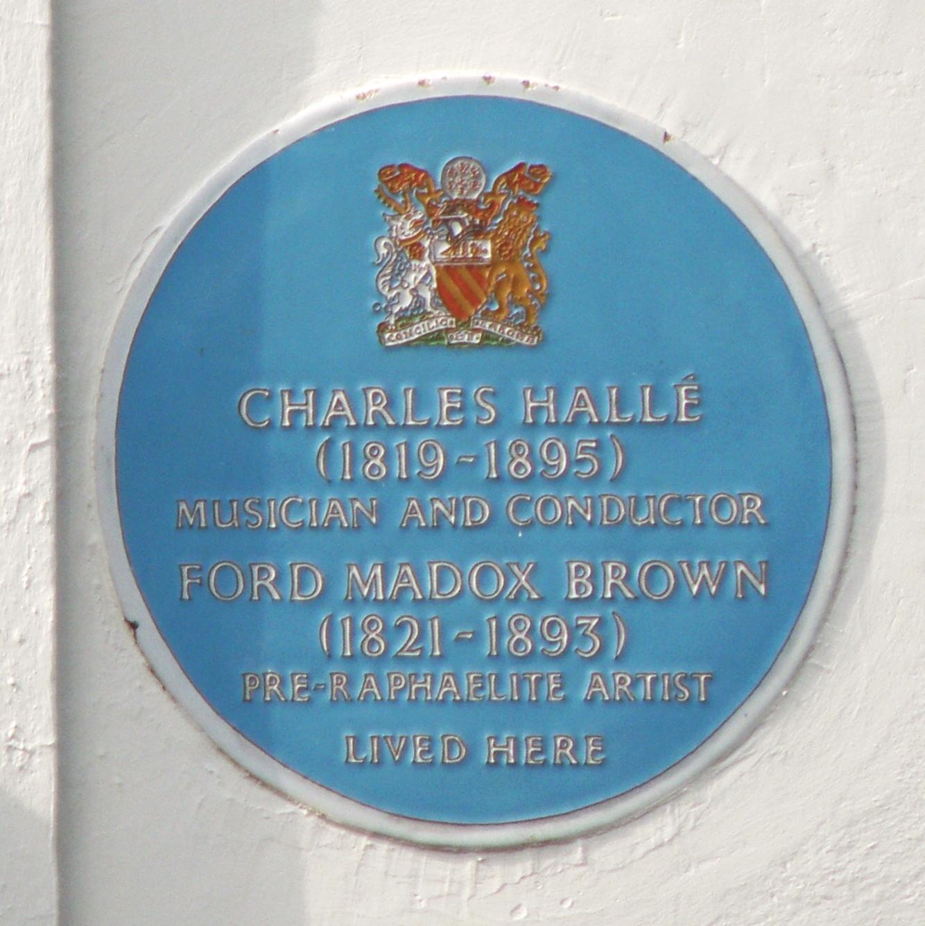 Charless Halle and Ford Madox Brown blue plaque in Manchester