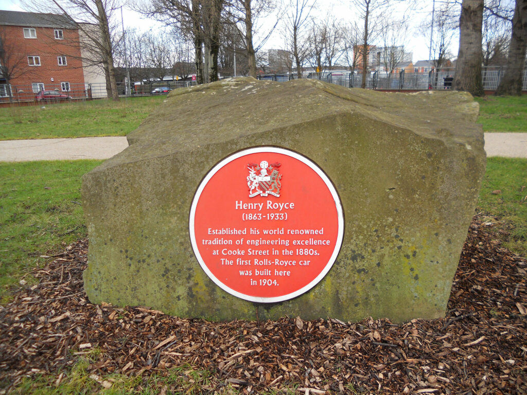 Henry Royce plaque in Hulme Park
