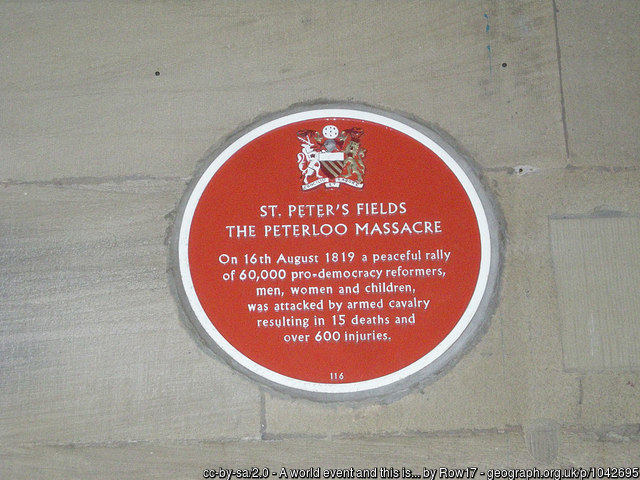 Peterloo Massacre plaque