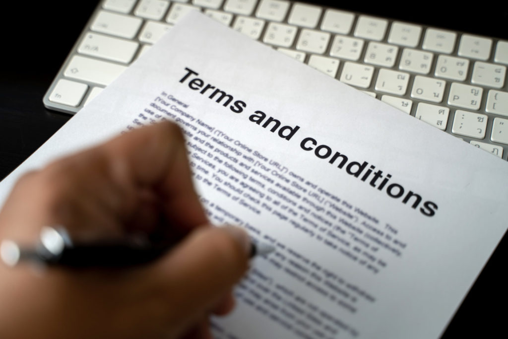 signing the terms and conditions 